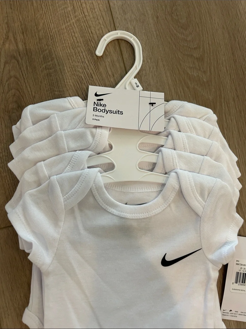 NWT Nike White Baby Bodysuit 5-Pack with Black Swoosh Logo Size 3 months